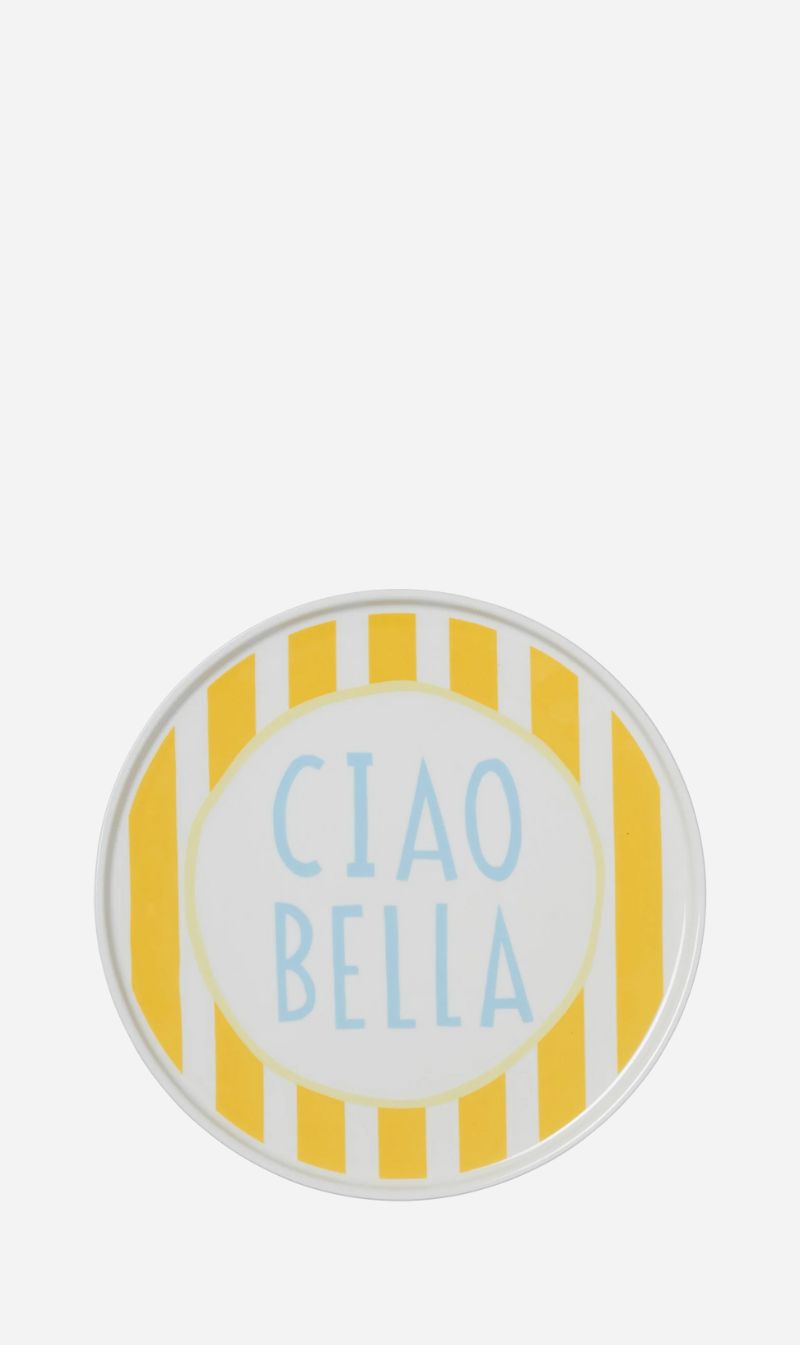 In The Roundhouse | Yellow Stripe Ciao Bella Plate