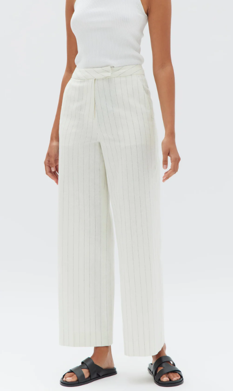 Assembly Label | Leila Stripe Linen Pant - Cream Pinstripe