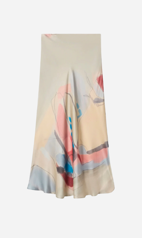 Silk Laundry | Long Bias Cut Skirt - Expressionist