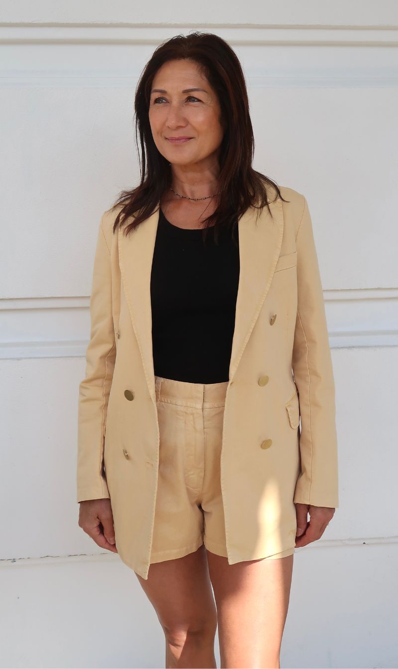 Forte Forte | Old Peach Gabardine Double Breasted Blazer - Honey