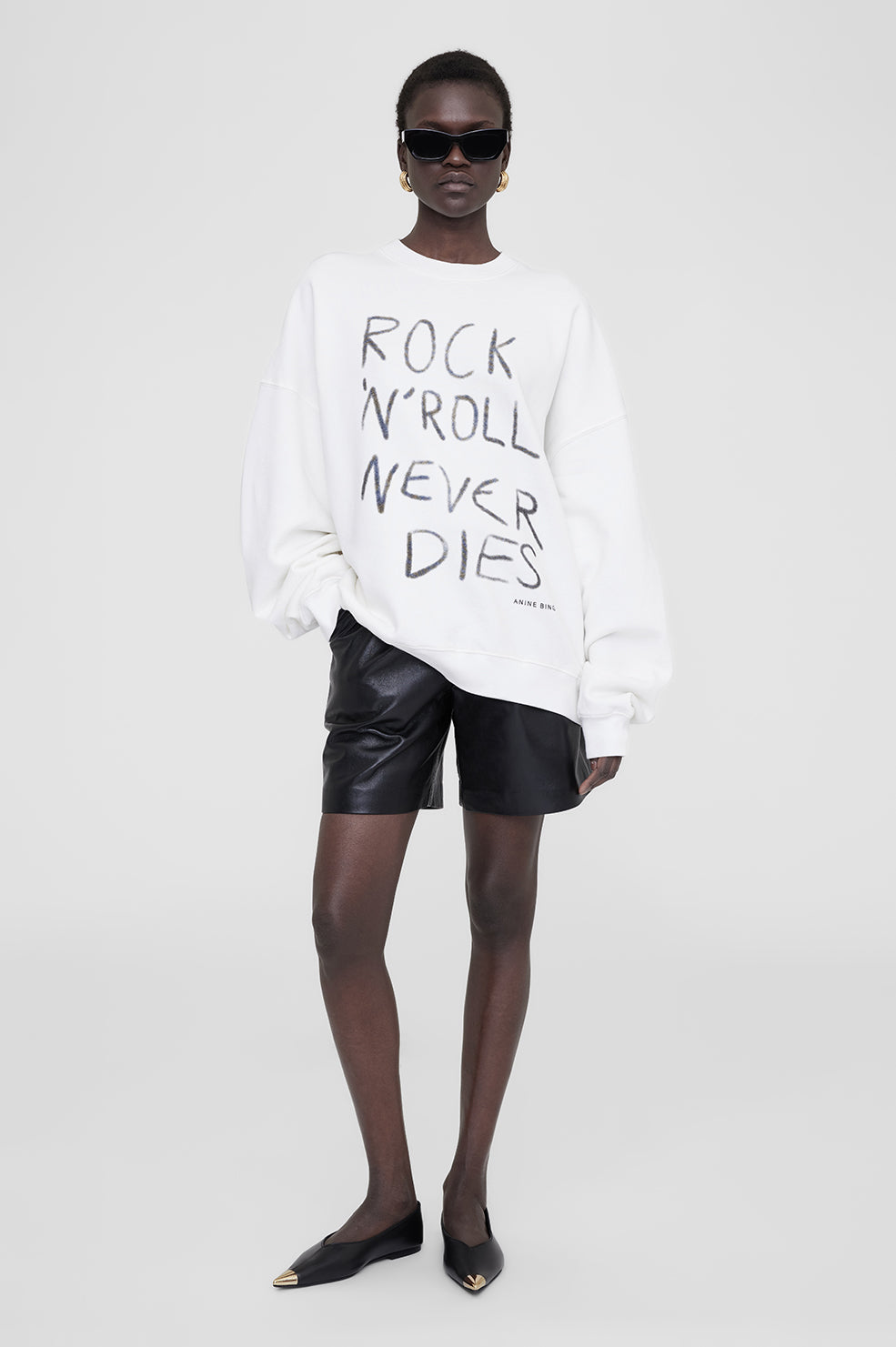 Anine Bing | Miles Sweatshirt Rock N Roll - Ivory