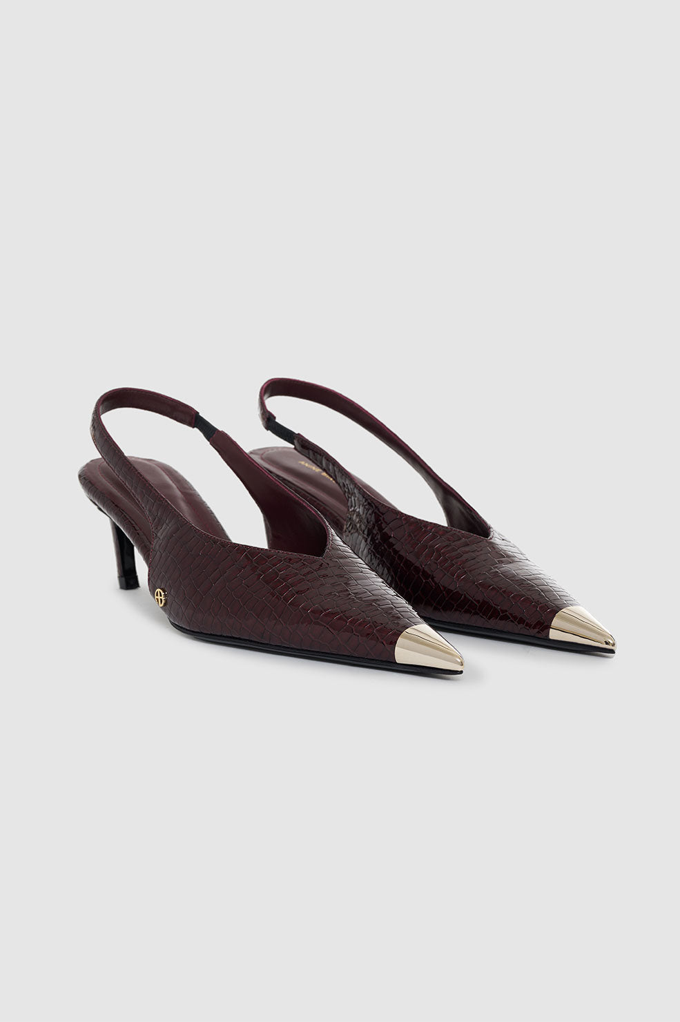 Anine Bing | Nina Heels With Metal Toe Cap - Burgundy