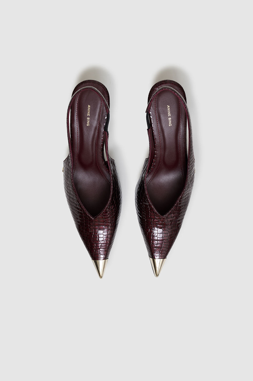 Anine Bing | Nina Heels With Metal Toe Cap - Burgundy