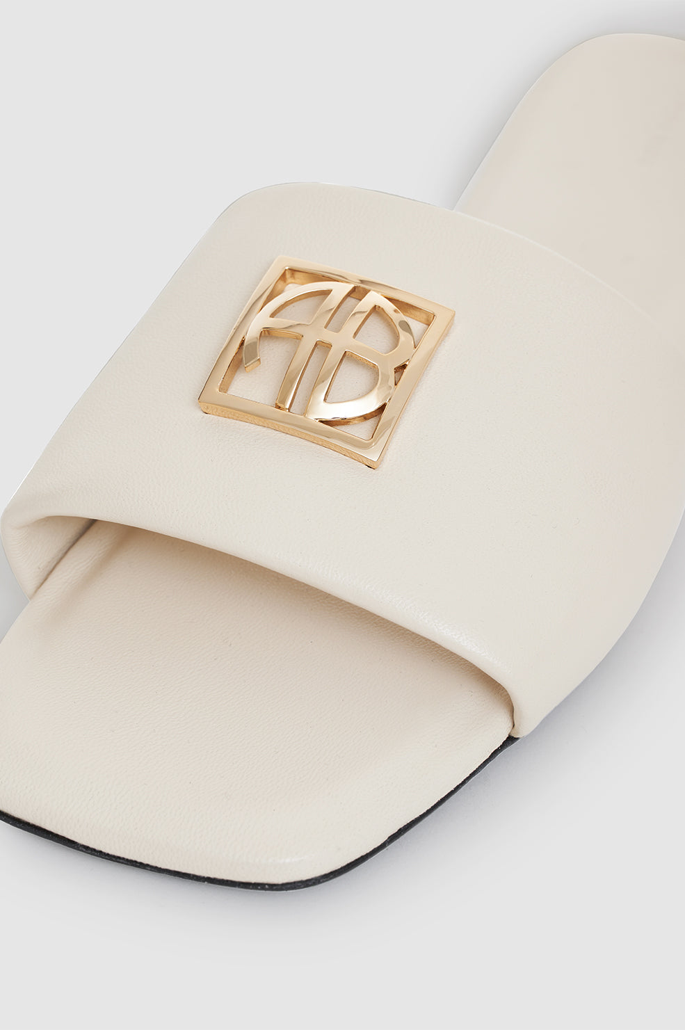 Anine Bing | Ria Slides Gold Monogram - Ivory