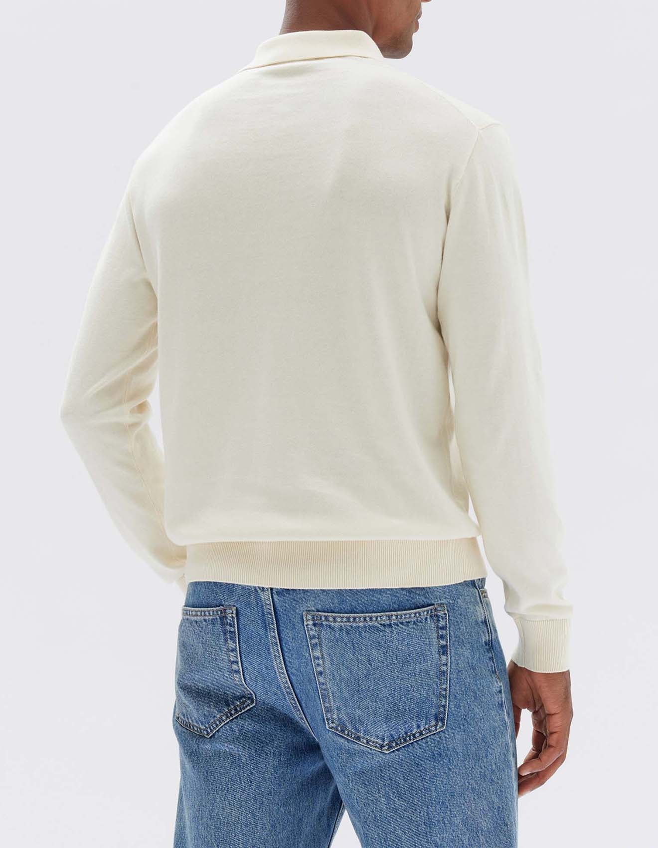 Assembly Label | Aden Cotton Knit Long Sleeve Polo - Stone