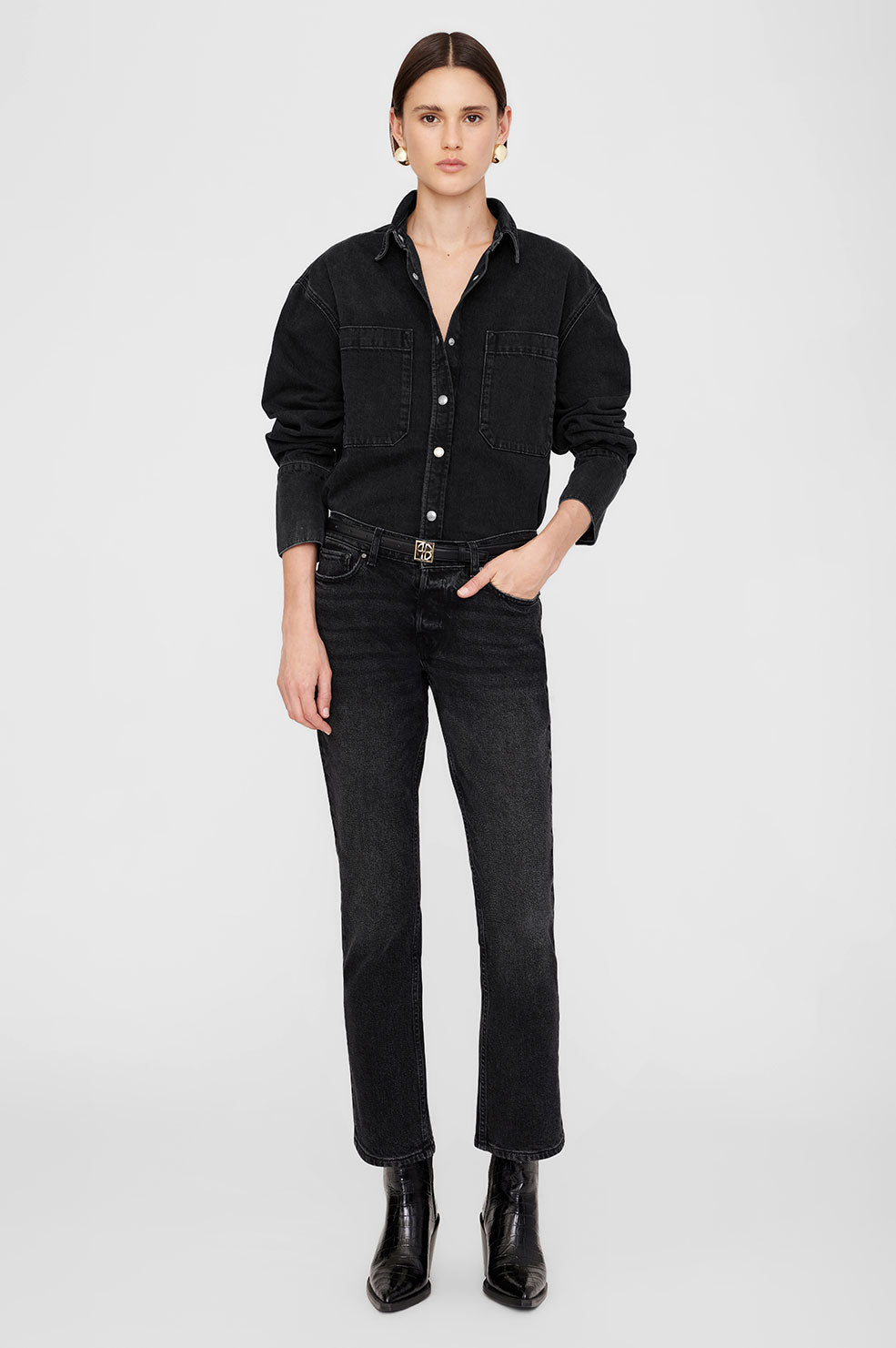 Anine Bing | Dante Shirt - Iron Black Denim