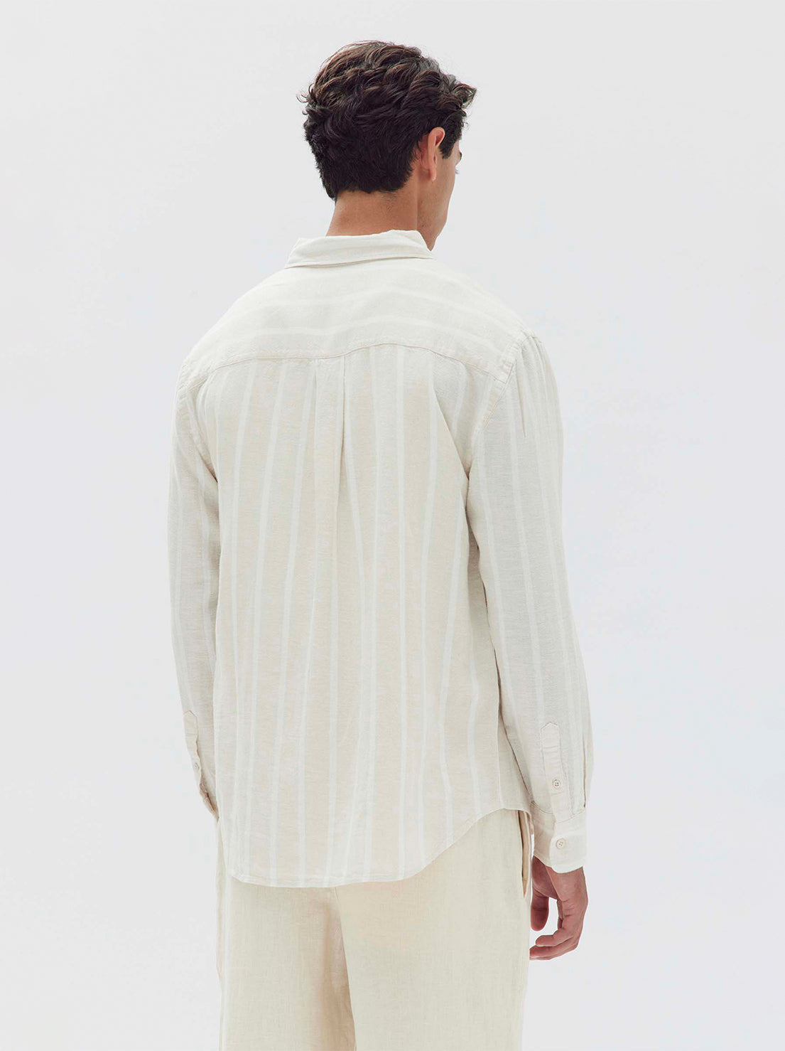Assembly Label | Theo Long Sleeve Shirt - Sand Stripe