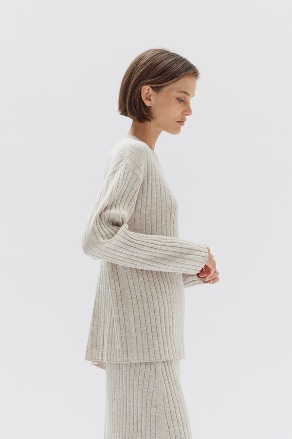 Assembly Label | Wool Cashmere Rib Top - Oat Marle