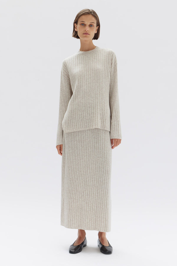 Assembly Label | Wool Cashmere Rib Top - Oat Marle