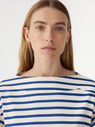 Bassike | Stripe Boatneck Long Sleeve T.Shirt - Nat/Cobalt