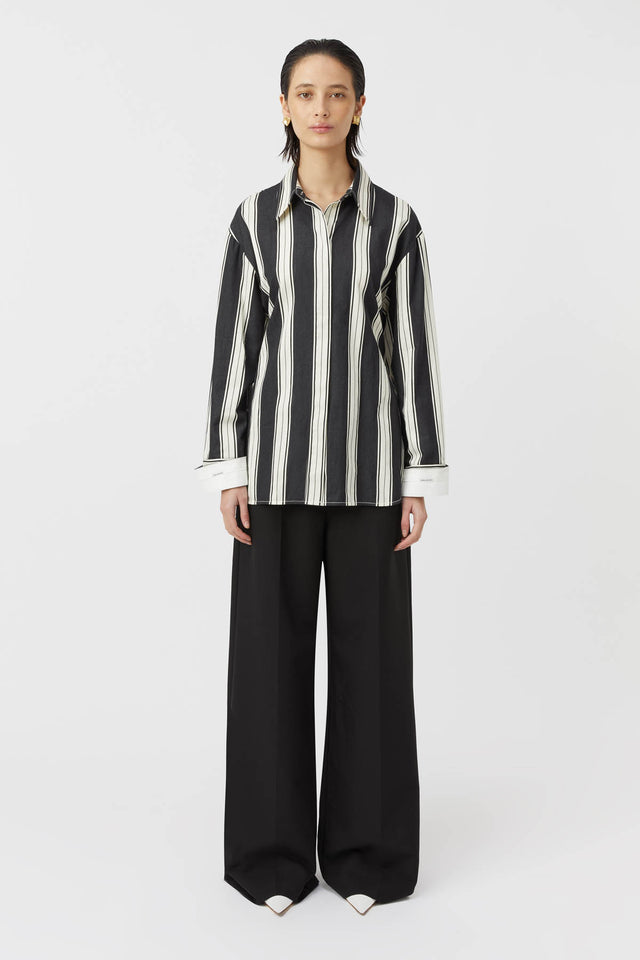 Camilla and Marc | Kiah Fitted Shirt - Black & Cream Stipe