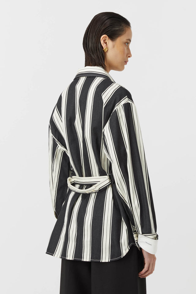 Camilla and Marc | Kiah Fitted Shirt - Black & Cream Stipe