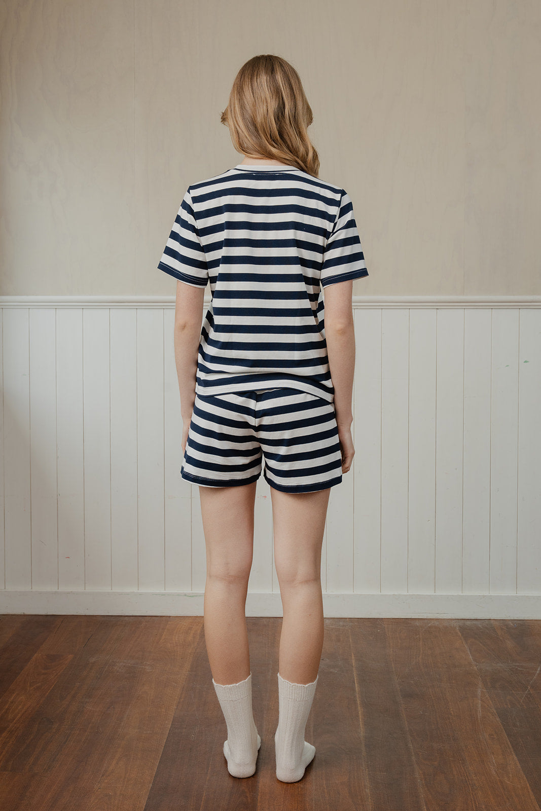 Caitlin Crisp | Lounge Shorts - Navy Stripe