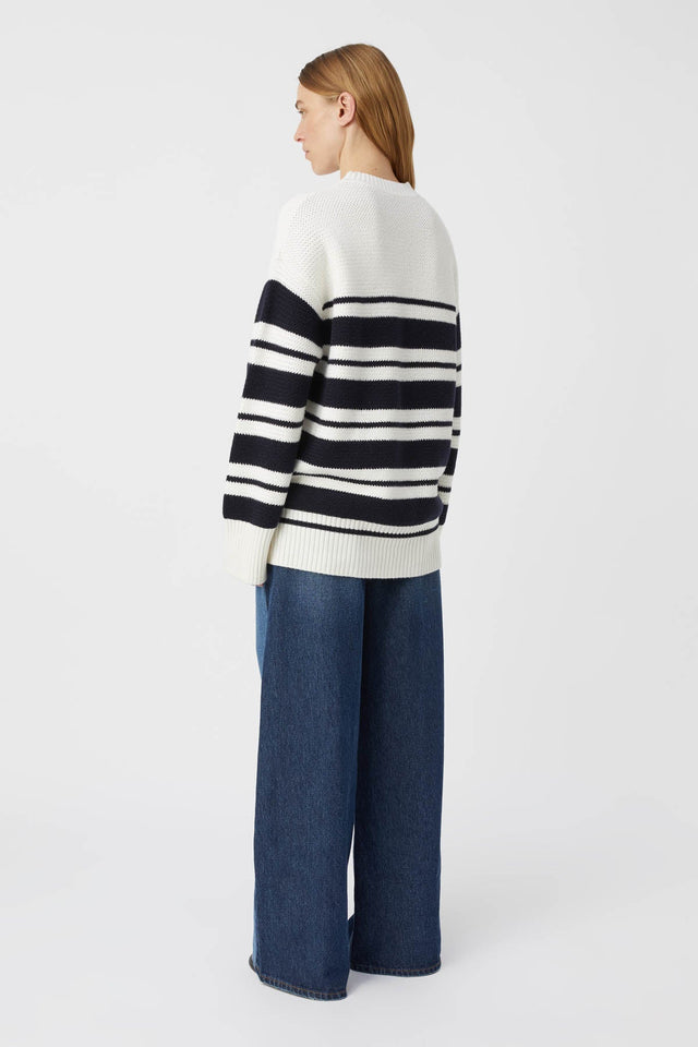 Camilla and Marc | Atticus Sweater - White & Navy Stripe