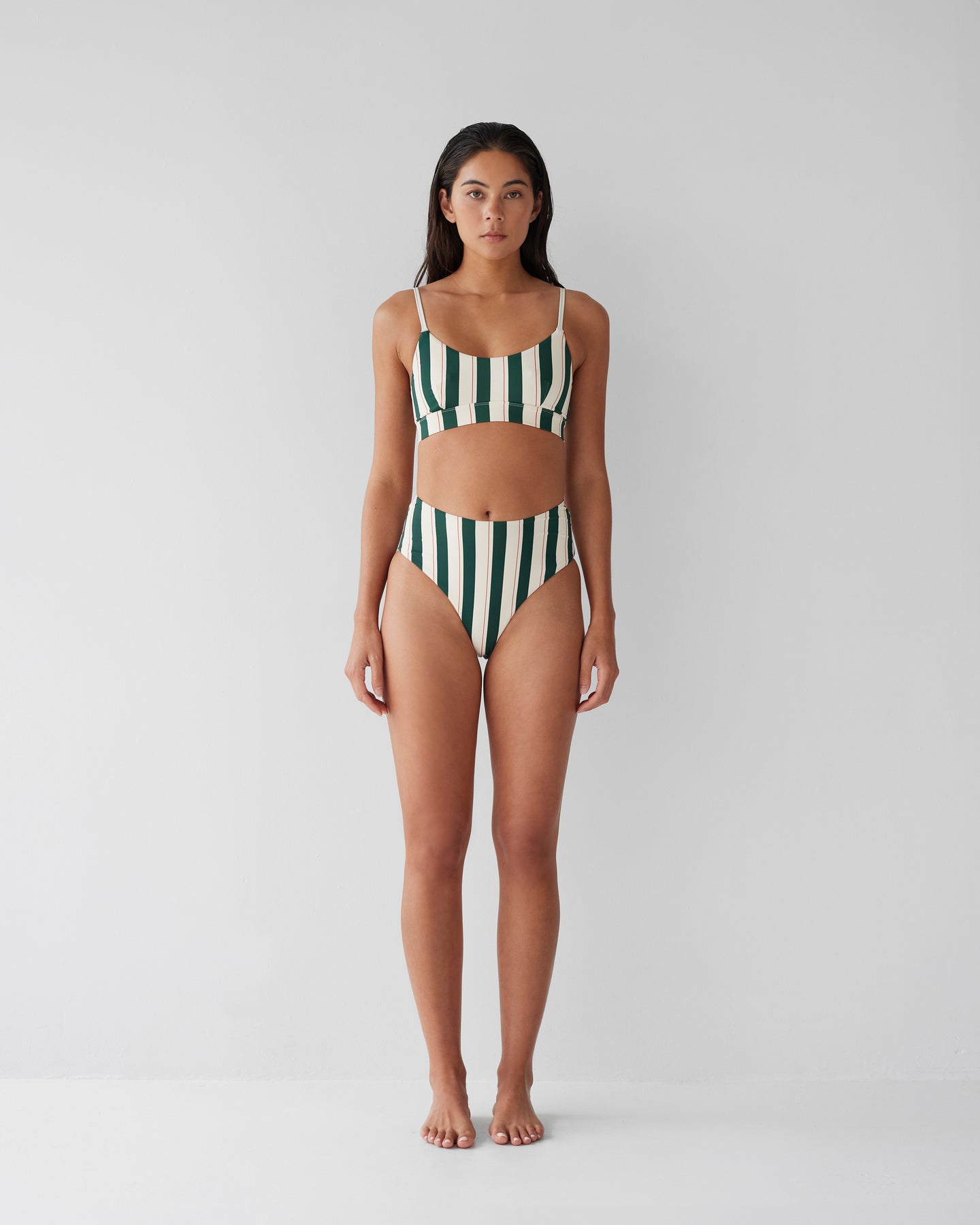 Dear Dylan | High Rise Swim Brief - Bistro Stripe