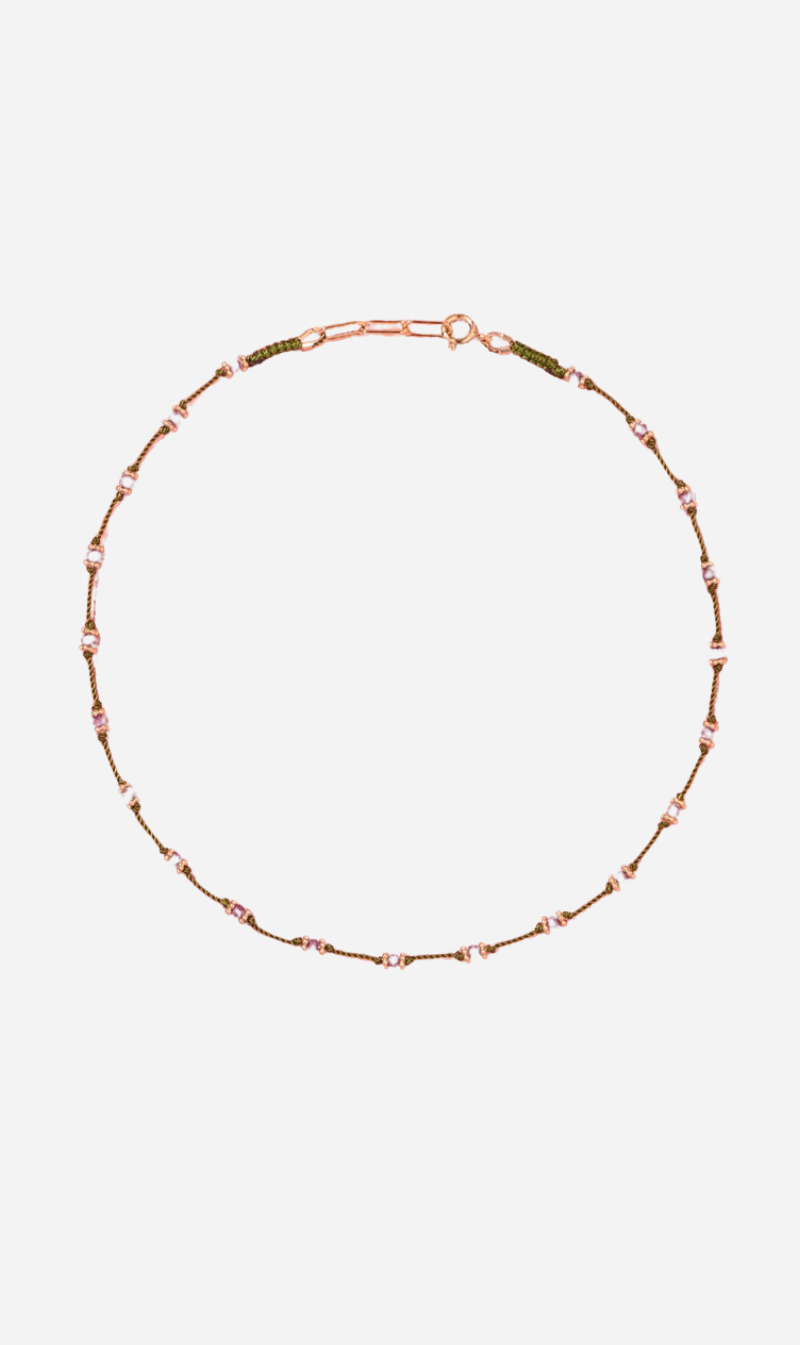 Tityaravy | Lotus Long Necklace - Micron/Vert/Rubis Rose