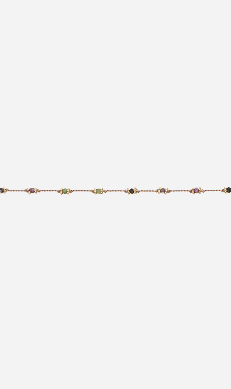 Tityaravy | Lotus Long Necklace - Micron/Beige/Ruby Zoisite