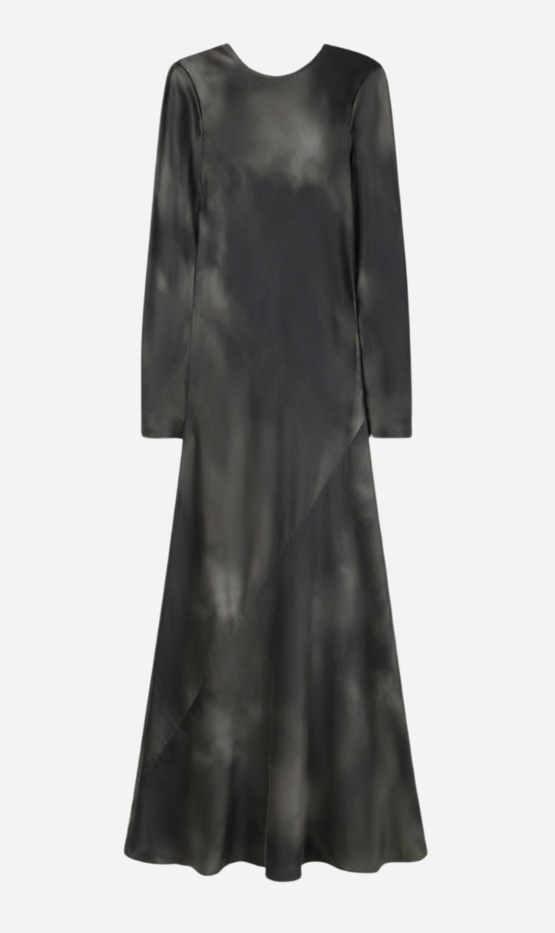 Silk Laundry | Full Sleeve Bias Dress - Smoke