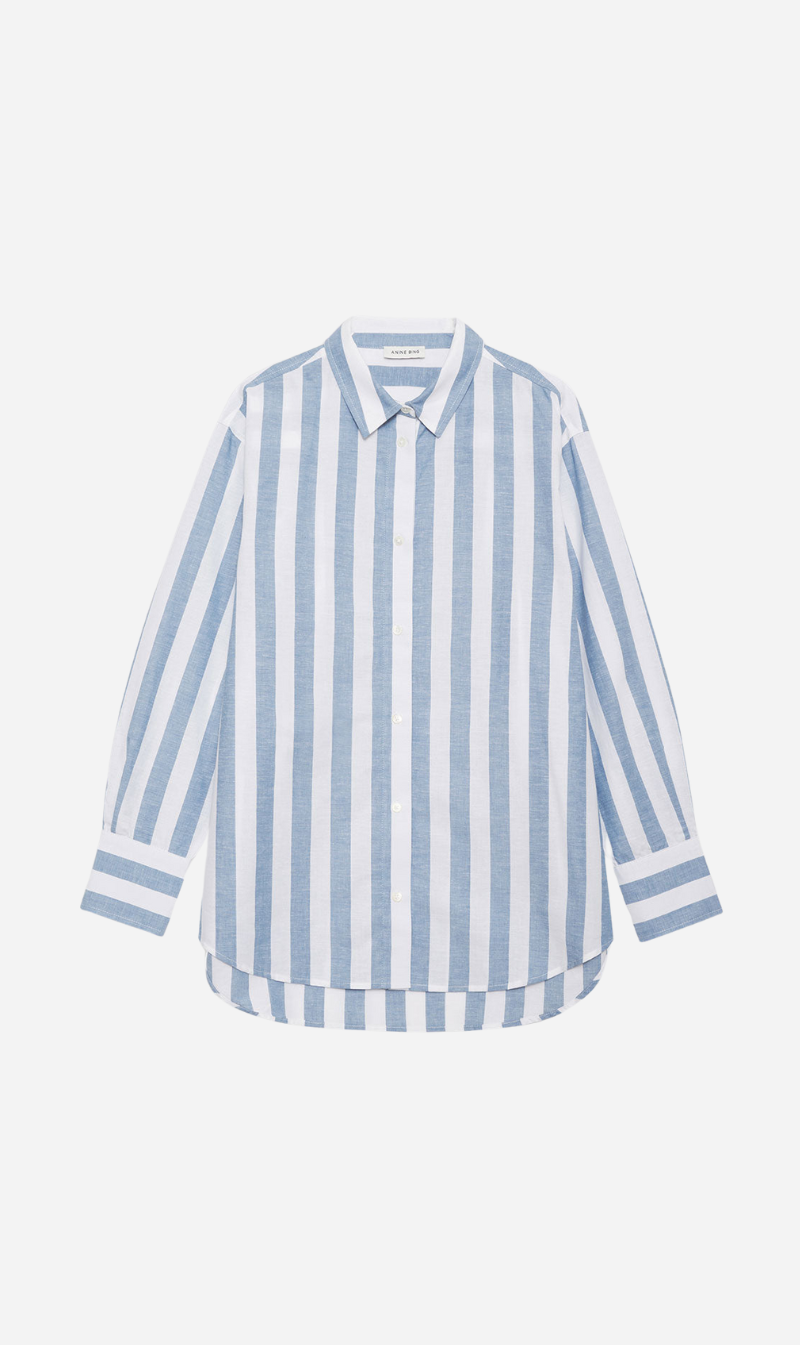 Anine Bing | Plaza Shirt - White & Blue Stripe