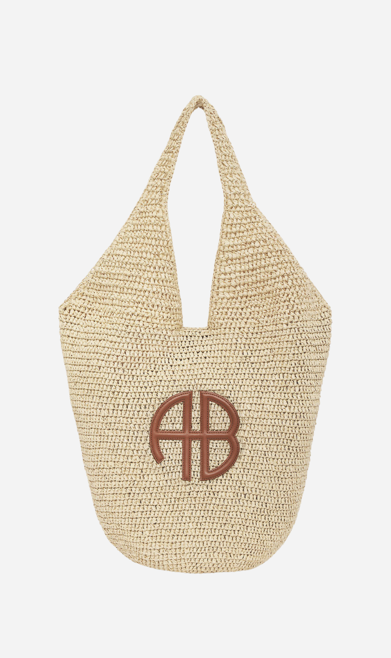 Anine Bing | Large Leah Hobo - Natural With Cognac