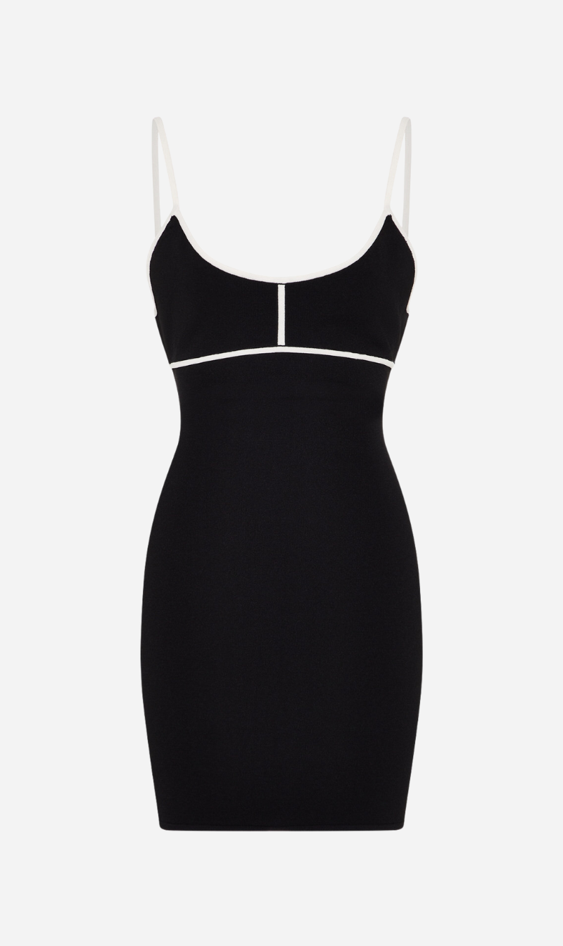 Paris Georgia | Elemental Colour Contrast Mini Dress - Black/Ecru