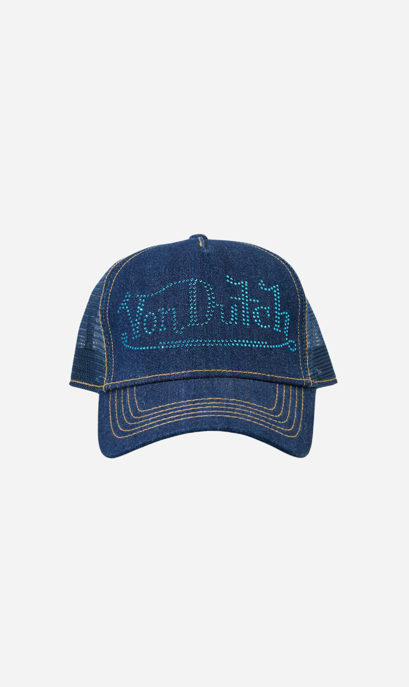 Von Dutch | Navy Stone Denim Trucker - Denim/Diamontes