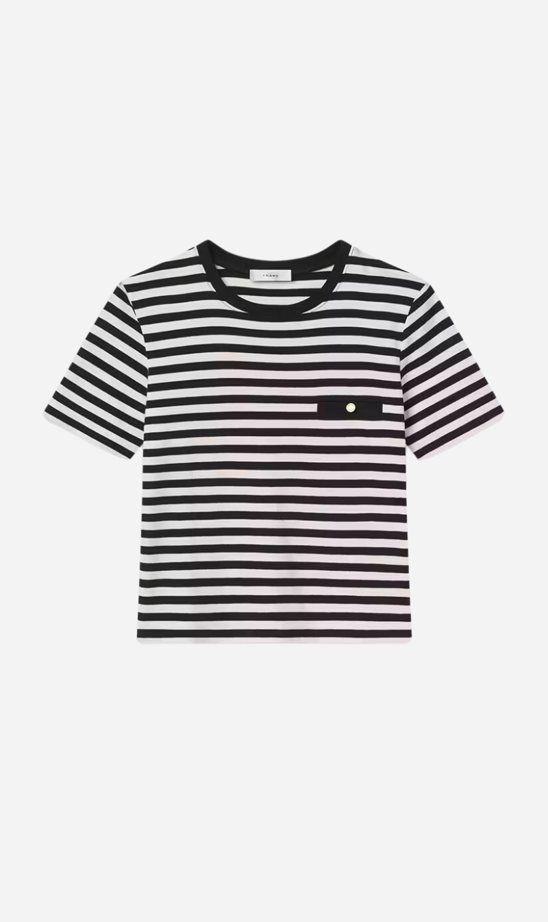 Frame Denim | Striped Pocket Tee - Black Multi