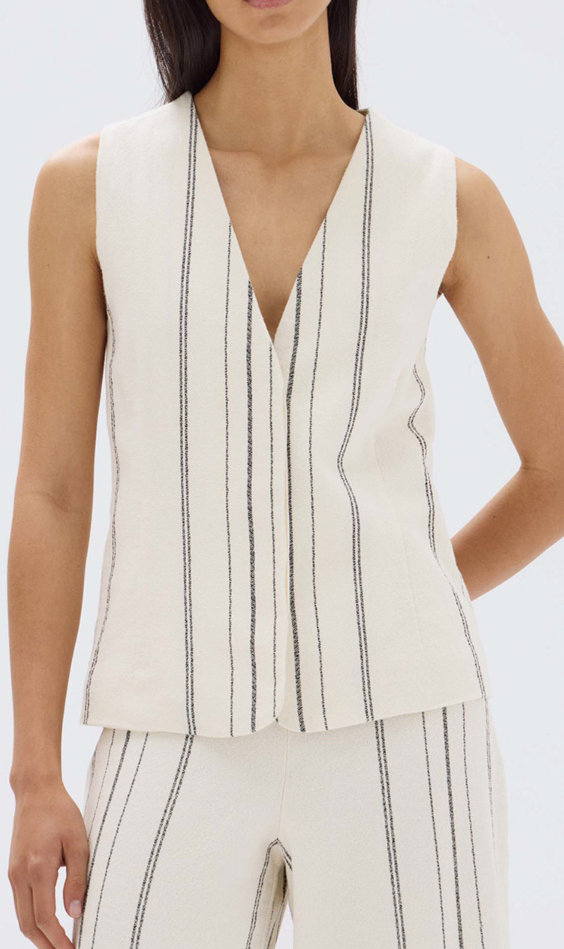 Assembly Label | Matera Stripe Vest - Cream/Black