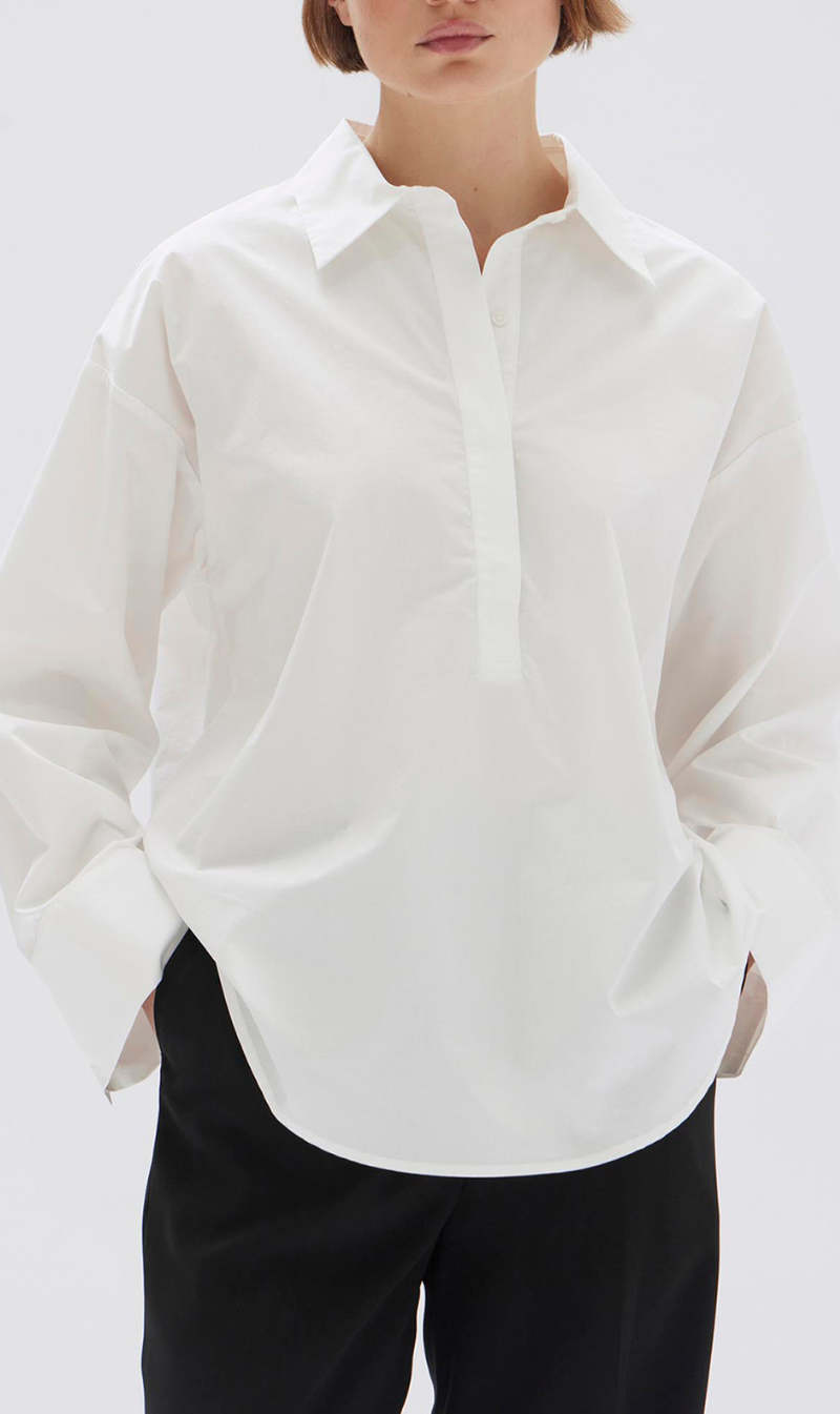 Assembly Label | Veronica Poplin Long Sleeve Shirt - White