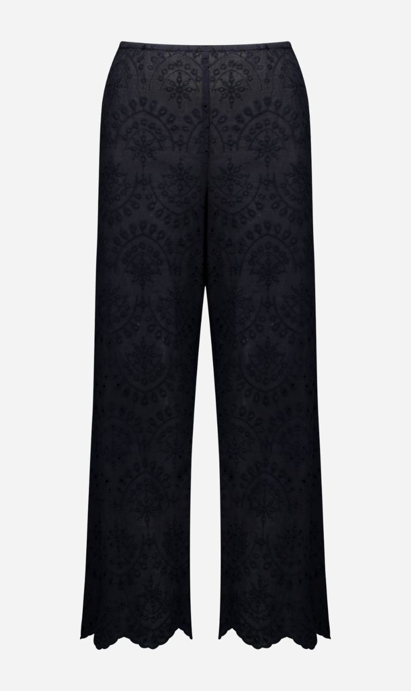 Caitlin Crisp | Broderie Lounge Pant - Black Broderie