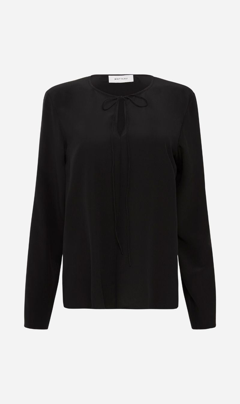 Matteau | Popover Tie Blouse - Black