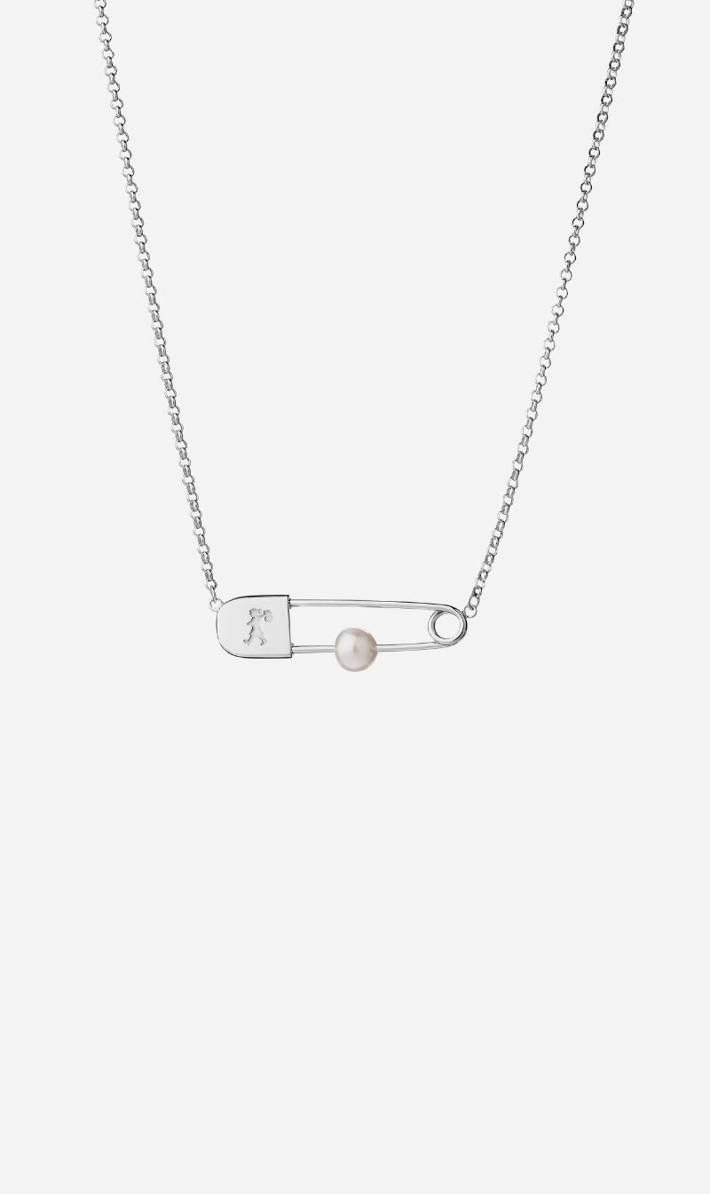 Karen Walker | Runaway Safety Pin Necklace - Silver