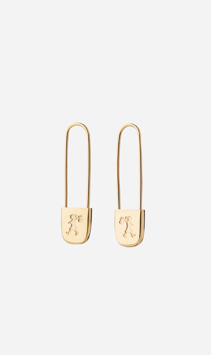 Karen Walker | Runaway Safety Pin Earrings - Gold