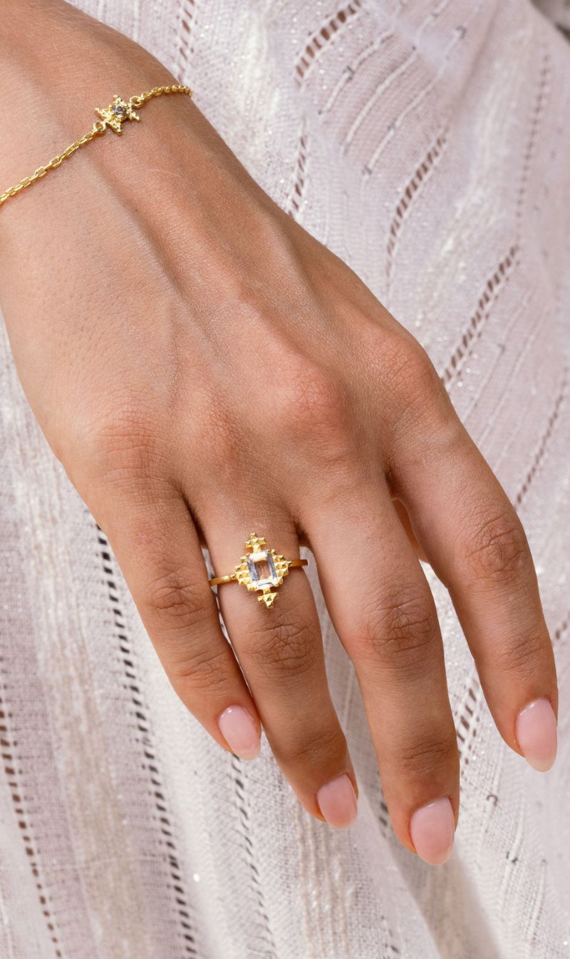 Zoe & Morgan | Reya Ring - Gold/White Topaz