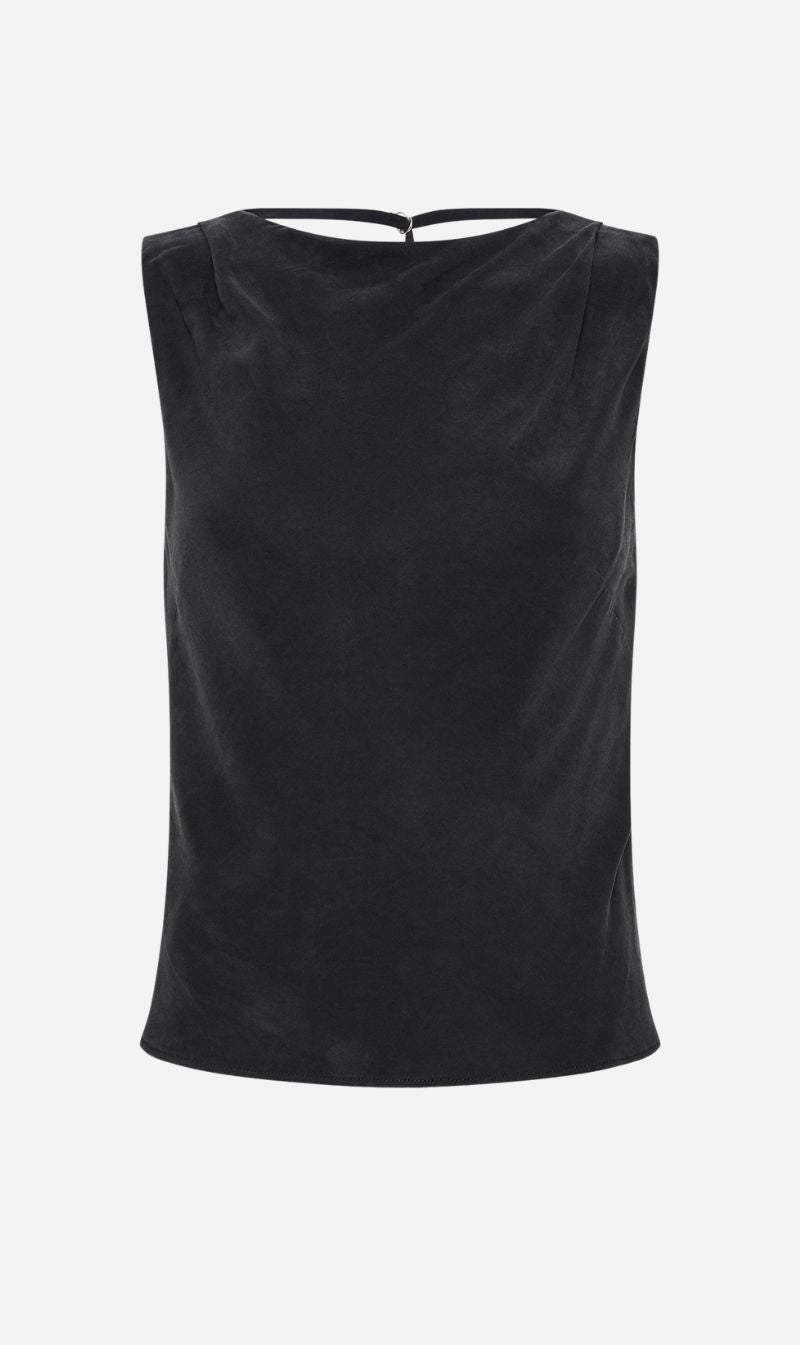 St Agni | Draped Cowl Top - Black