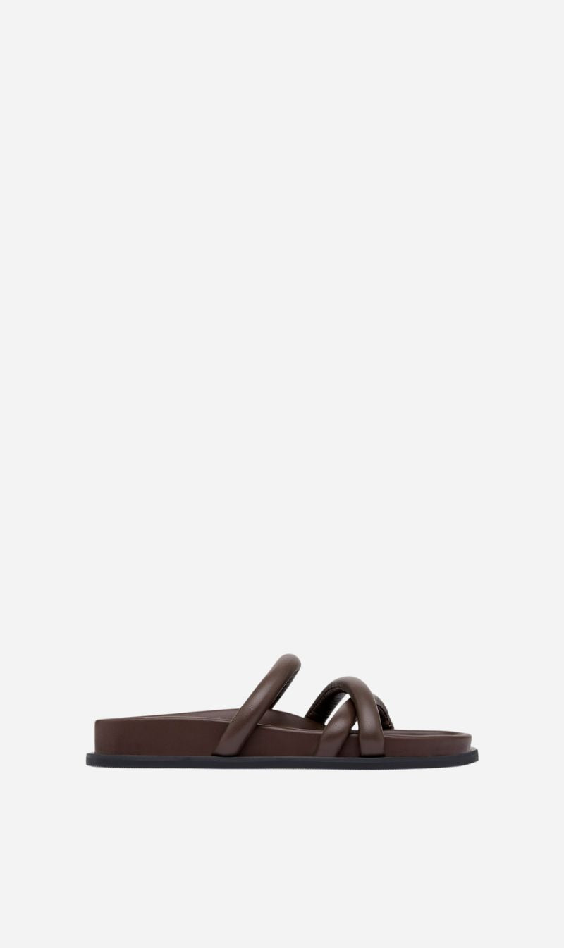 St Agni | Soft Cross Strap Slide - Chocolate