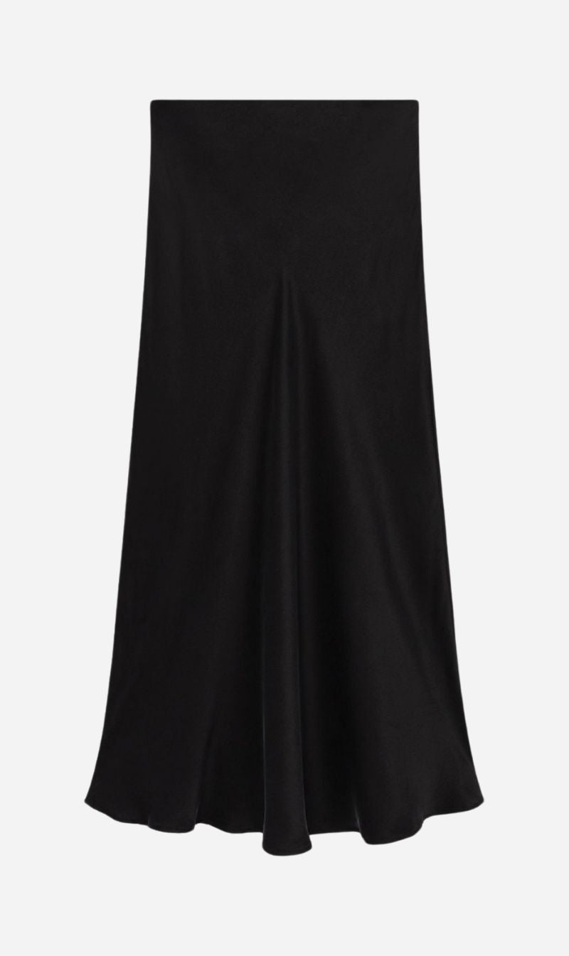 Silk Laundry | Long Bias Cut Skirt - Black