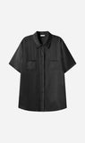 Silk Laundry | Short Sleeve Boyfriend Shirt - Black