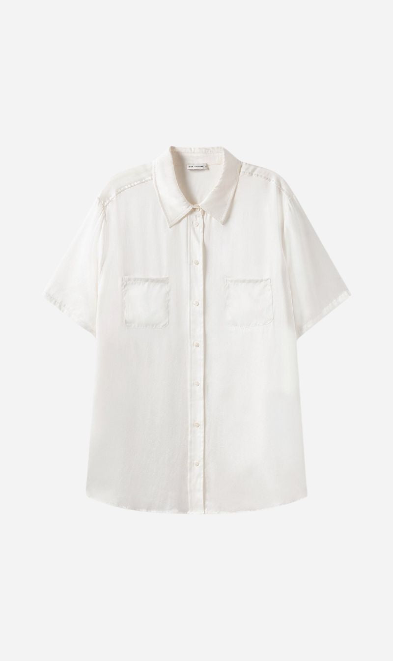 Silk Laundry | Short Sleeve Boyfriend Shirt - White