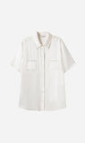 Silk Laundry | Short Sleeve Boyfriend Shirt - White