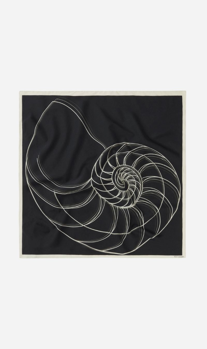 Silk Laundry | Twill Scarf - Fibonacci Black