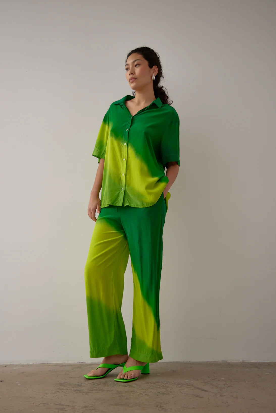 Gary Bigeni | Quinn Drawstring Pant - Hand Painted Green