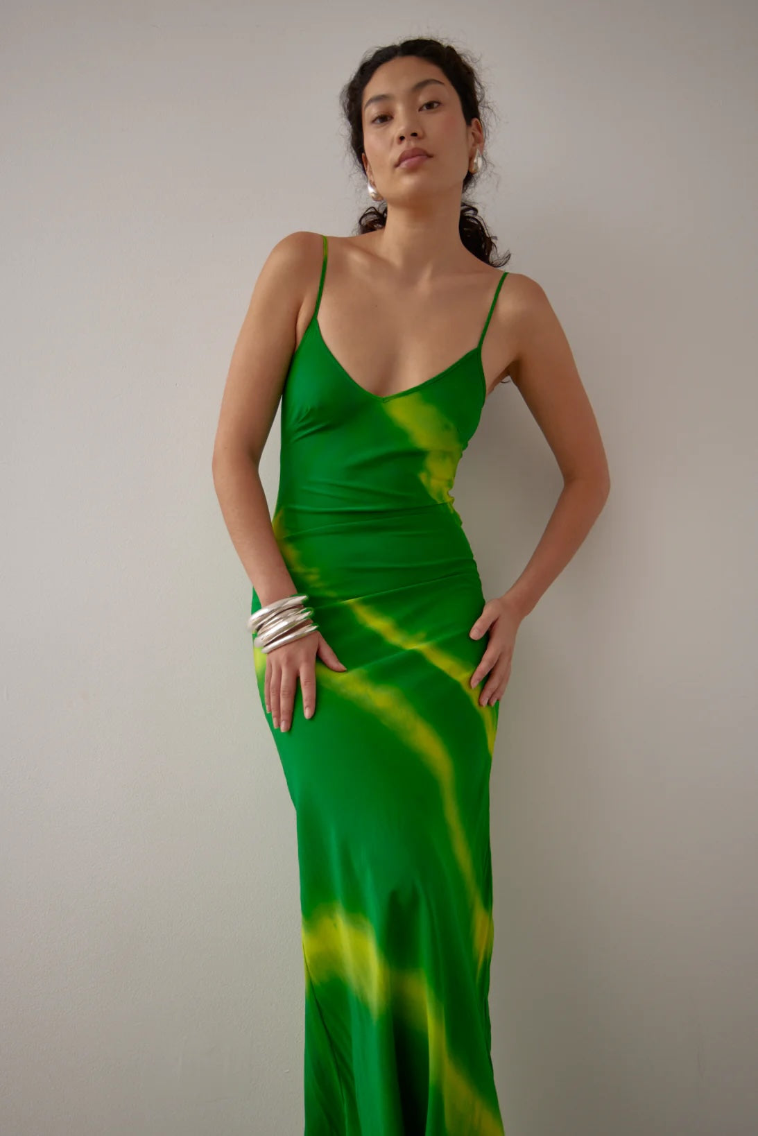 Gary Bigeni | Milka Cami Dress - Hand Painted Green