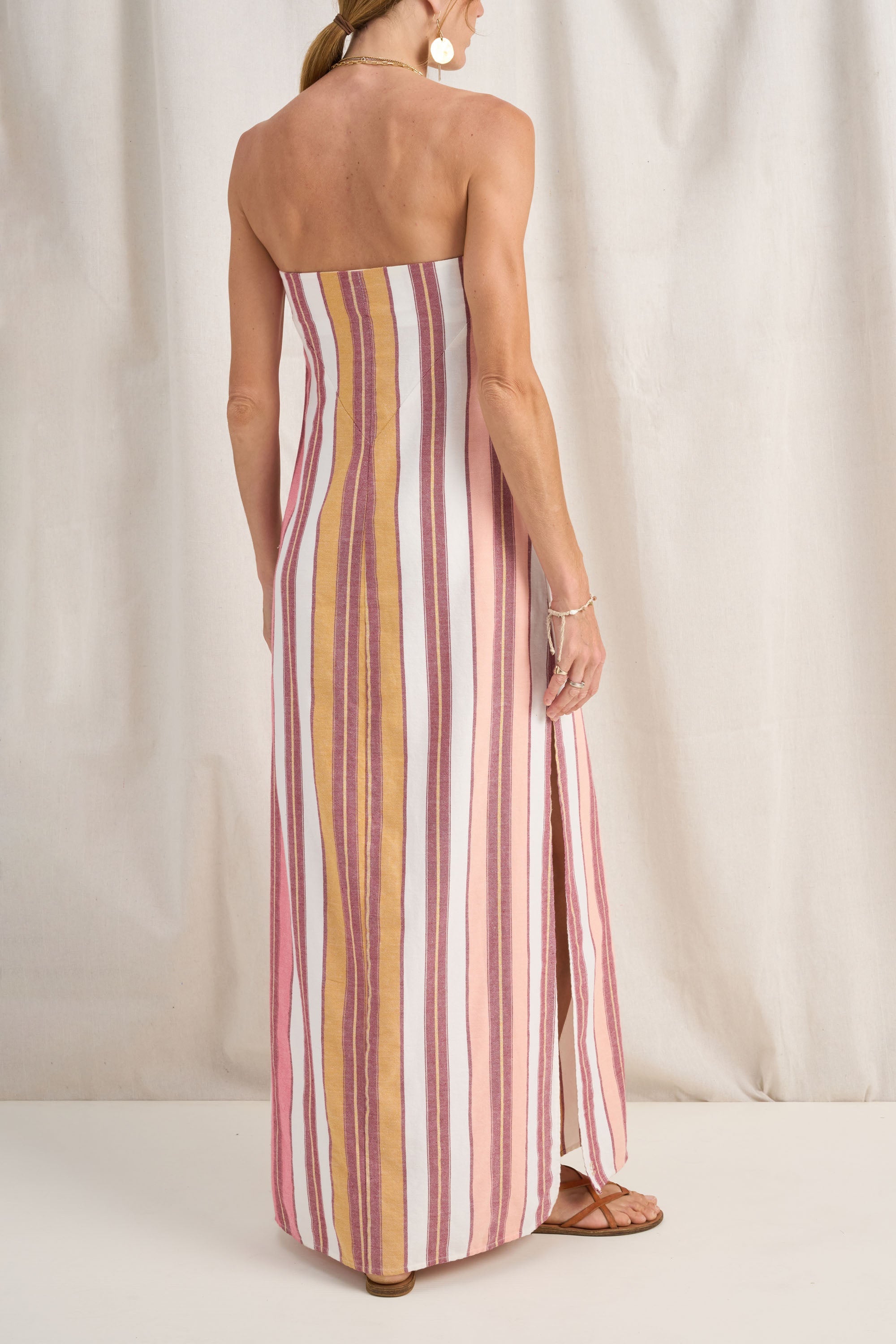 Ilio Nema | Dione Strapless Dress - Coral Fez Stripe