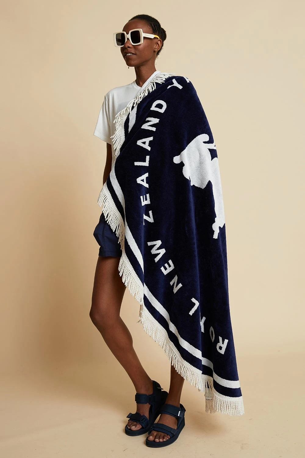 Karen Walker | Round Runaway Sailor Girl Towel - Navy/White/Multi