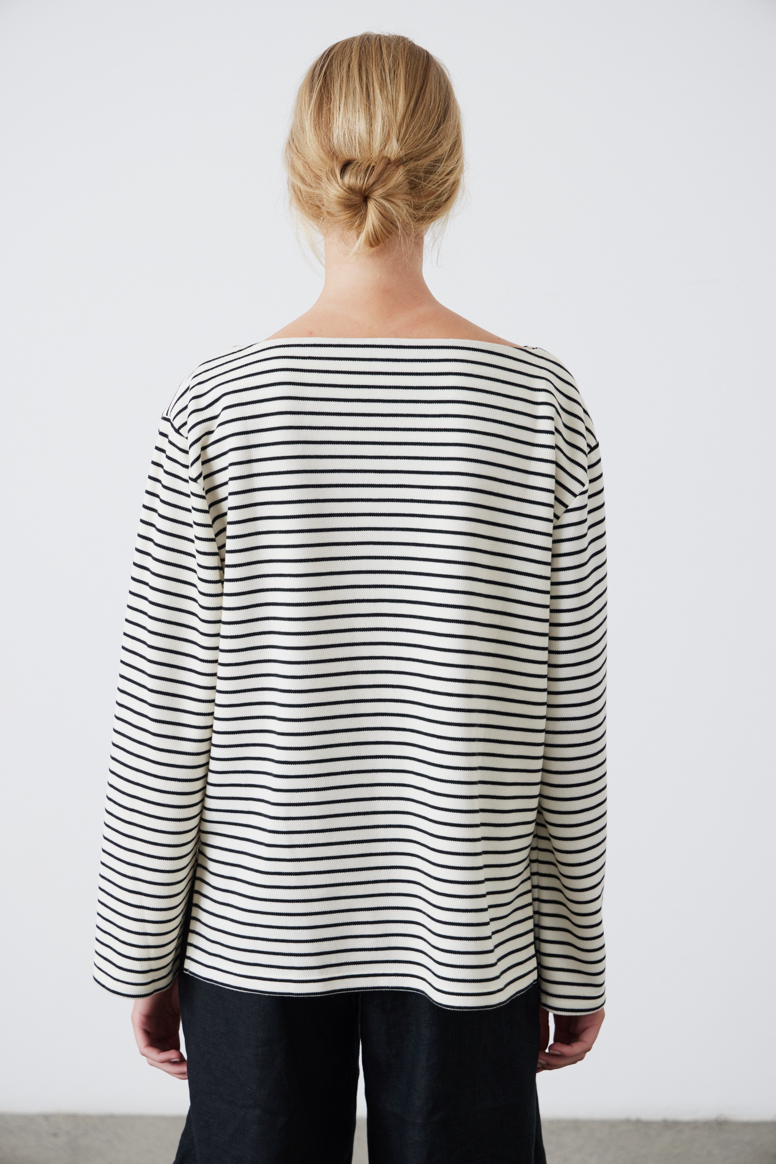 Laing | Pablo Boat Neck Sweatshirt - Ecru/Black Stripe