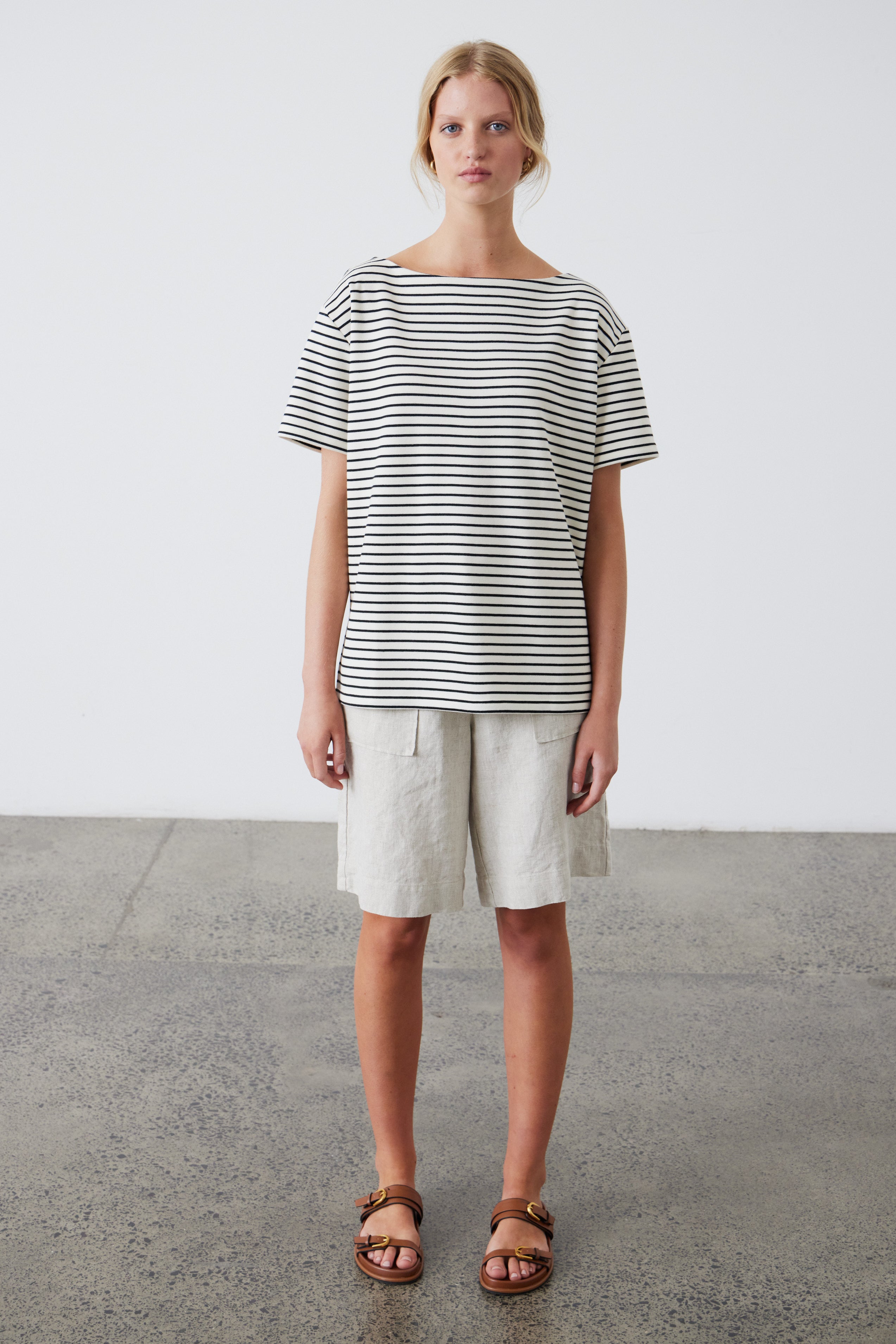 Laing | Pablo T.Shirt - Black/Ecru Stripe