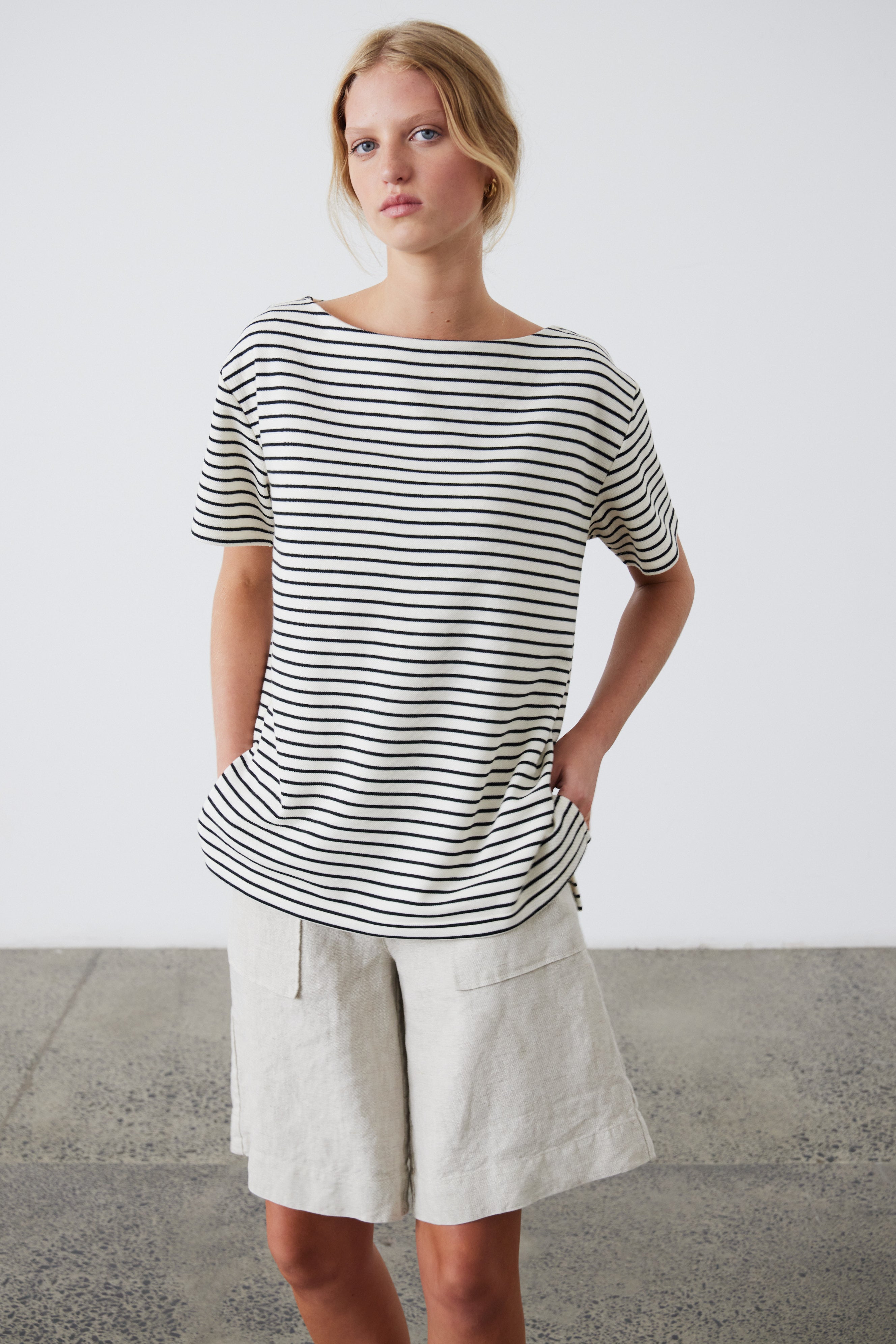 Laing | Pablo T.Shirt - Black/Ecru Stripe