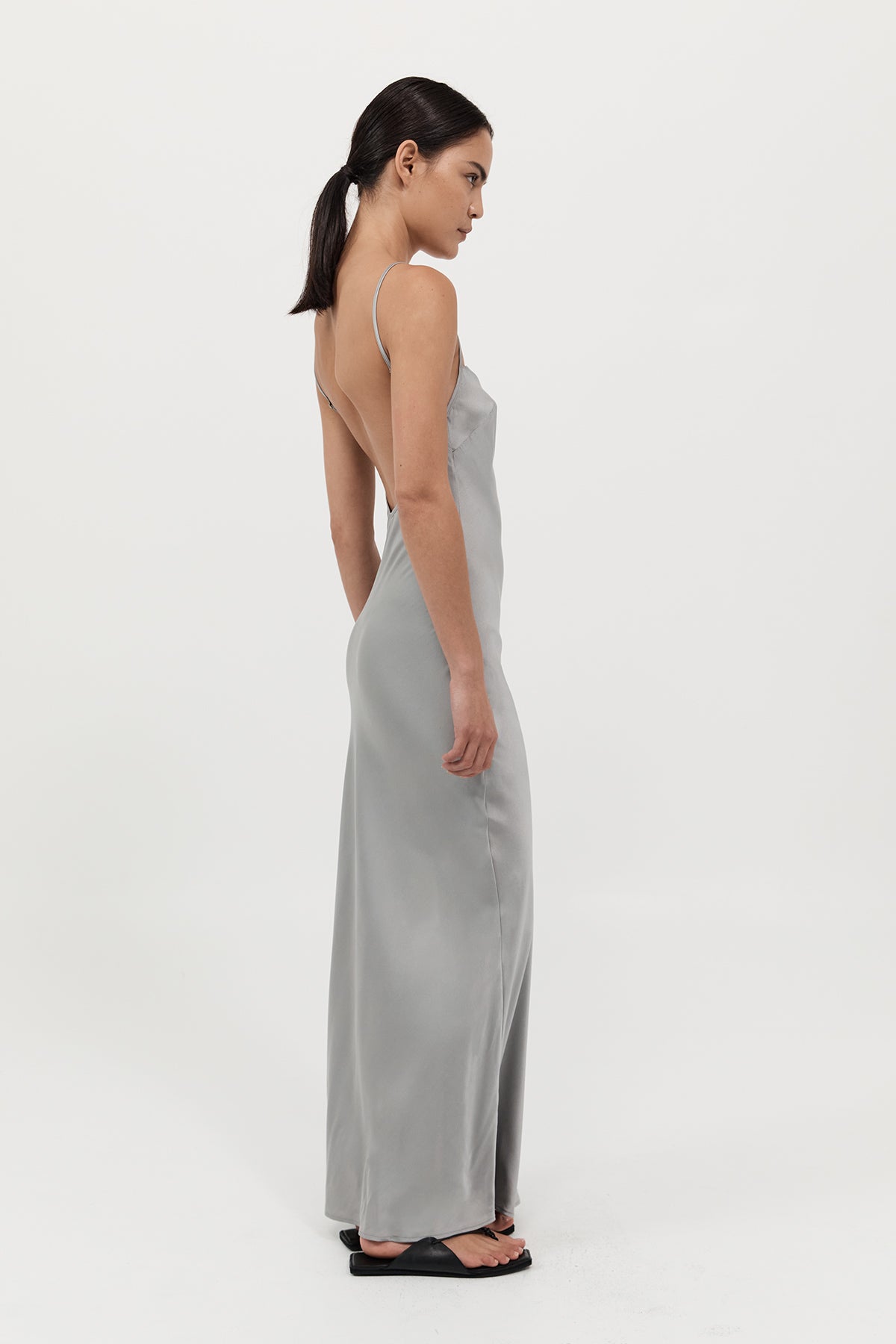 St. Agni | Low Back Slip Dress - Silver