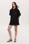 Marle | Tegan Shirt - Black Embroidery